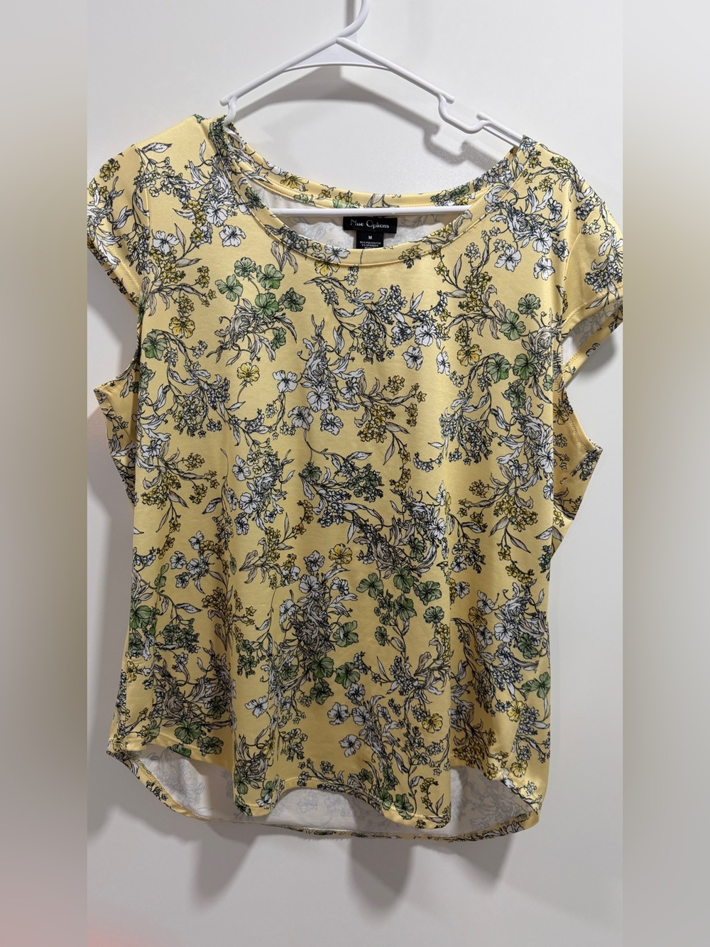 Nue Options Yellow Floral Cap Sleeve Blouse